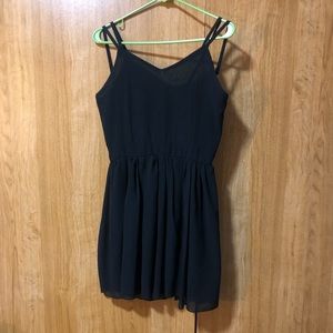 Black Chiffon Backless Dress